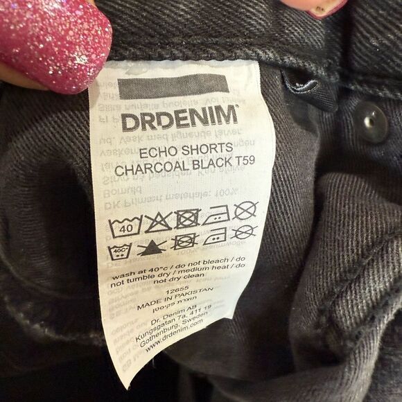 Dr Denim Black Highway Stitch Wide Leg Shorts - Picture 3 of 12